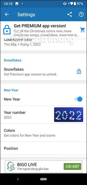 Cara memasang kertas dinding hidup undur Krismas pada Android