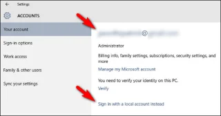 在 Windows 10/8.1 上將 Microsoft 帳戶轉換為本機帳戶的說明