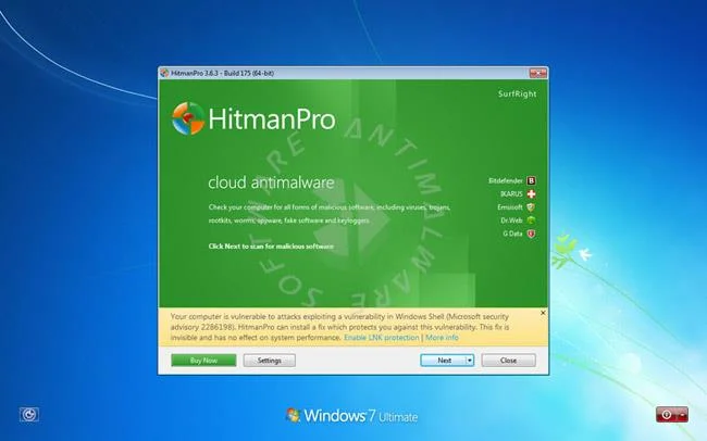 Arahan untuk menggunakan HitmanPro.Kickstart untuk memulakan komputer yang dijangkiti virus
