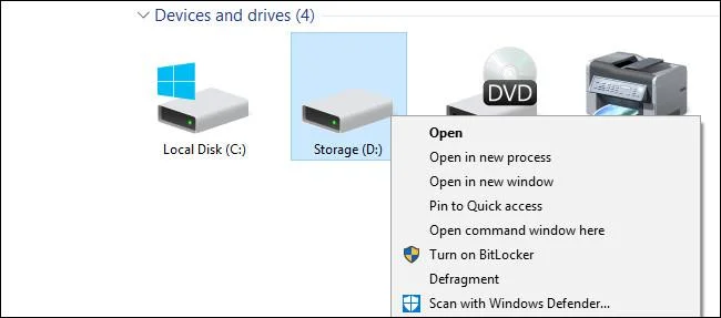Tambah pilihan Defragment pada menu apabila mengklik kanan pemacu pada Windows