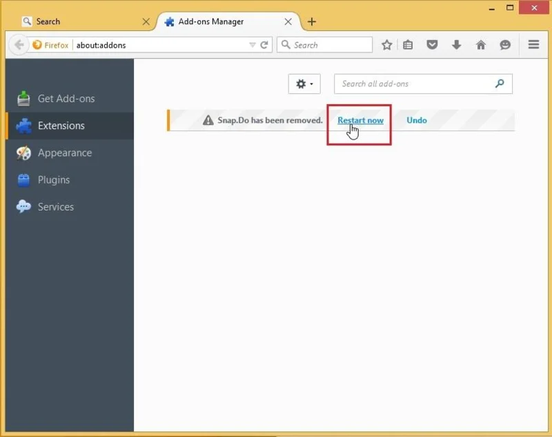Snap.do'yu Chrome, Firefox ve Internet Explorer tarayıcılarından kaldırma talimatları