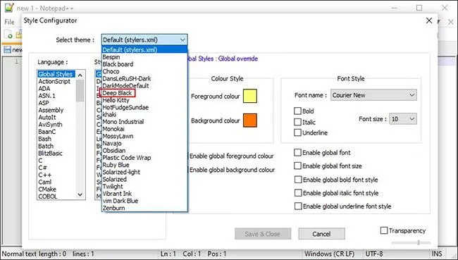 Notepad++ 深色主題