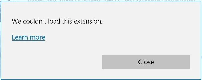 Fix We konden deze extensiefout niet laden in de Edge-browser
