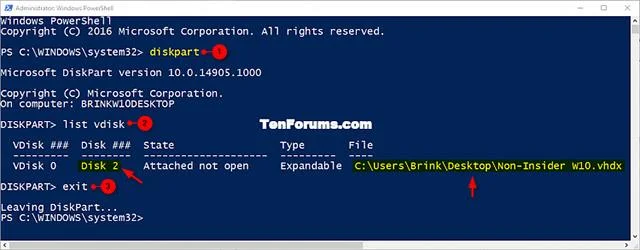 Windows 10 で VHD および VHDX ファイルを添付および分離する方法