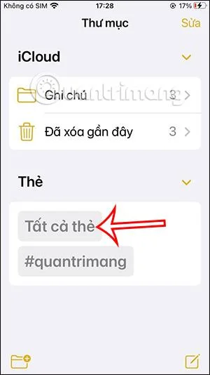 Selezione del tag per trovare le note