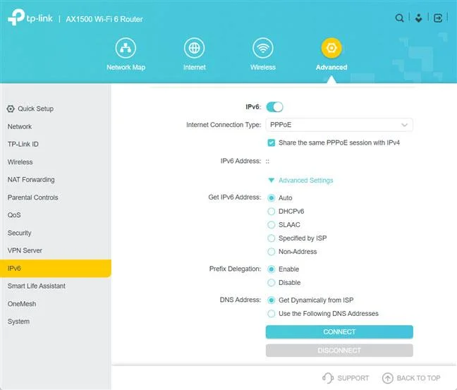 TP-Link WiFi 6 yönlendiricisinde IPv6 nasıl etkinleştirilir