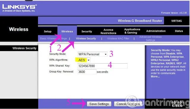 2 langkah untuk menukar kata laluan wifi Linksys