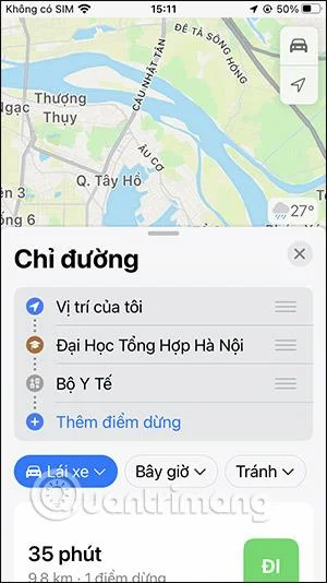 Arahan untuk menambah perhentian pada Peta Apple