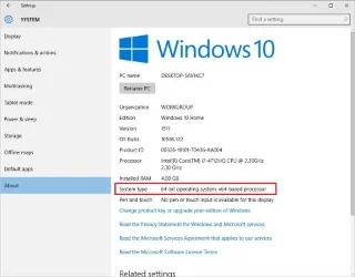 Arahan untuk menaik taraf daripada Windows 10 32-bit kepada 64-bit