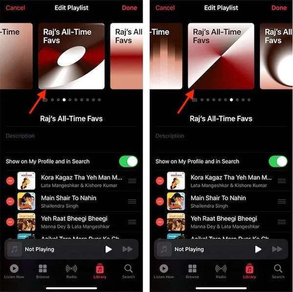 Cara menambah seni muka depan untuk senarai main Apple Music