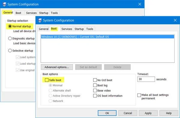 Betulkan ralat komputer Windows 10/8/7 dengan cepat dan tidak dapat keluar dari Mod Selamat