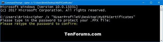 Windows 10'da sertifikalar ve EFS dosya şifreleme anahtarları nasıl yedeklenir