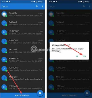 Bagaimana untuk menetapkan apl pemesejan lalai pada Android