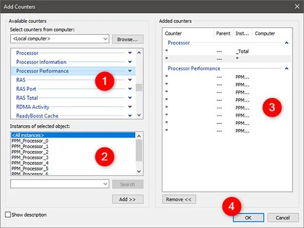 Bagaimana untuk bekerja dengan Performance Monitor dalam Windows