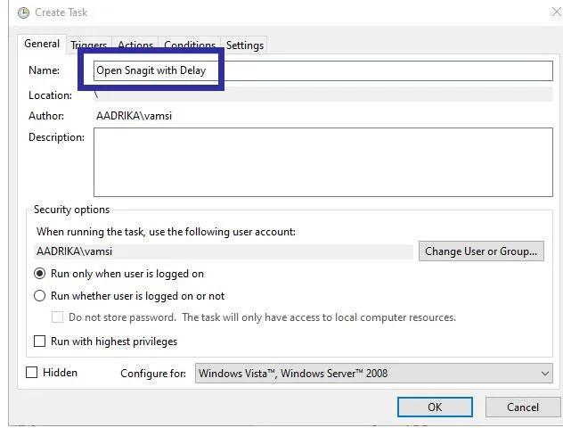 Bagaimana untuk menangguhkan permulaan program dengan Penjadual Tugas pada Windows 10/8/7