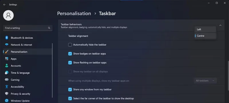 Comment changer la position de la barre des tâches sur Windows 11 Comment changer la position de la barre des tâches sur Windows 11