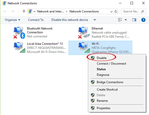 Wifi pada Windows 10 tidak bersambung selepas but daripada mod Tidur