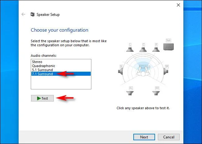 Windows 10'da surround hoparlörler nasıl test edilir