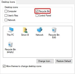 Bagaimana untuk memulihkan ikon Tong Kitar Semula yang hilang dalam Windows 10