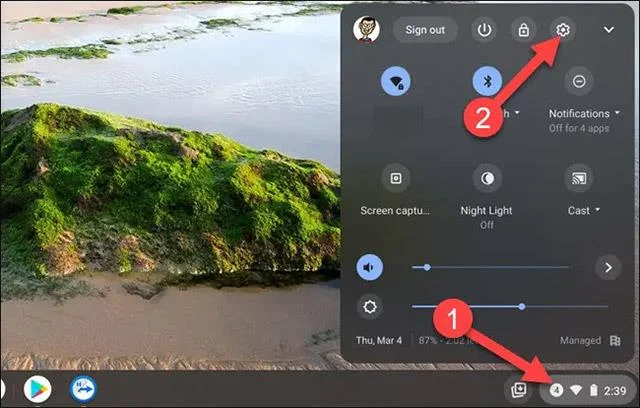 Accès aux paramètres sur Chromebook