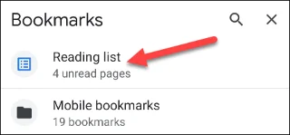 Leseliste in Chrome Android