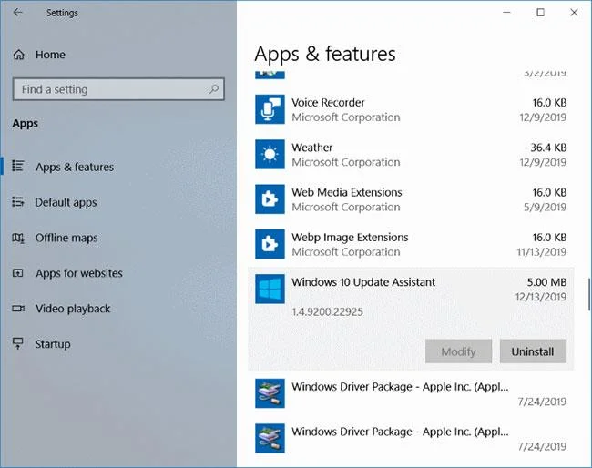 Disinstallazione assistente aggiornamento Windows 10