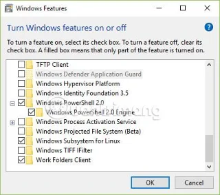 關閉 Windows PowerShell 功能