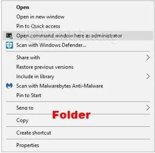 Windows 10'da sağ tıklama menüsüne yönetici olarak Komut penceresini burada aç nasıl eklenir?