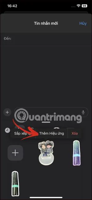 Cara menambah kesan pada pelekat dalam Mesej iPhone