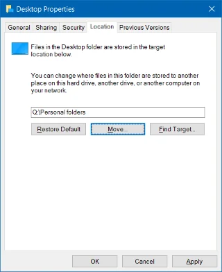 Windows 10 でデスクトップ、ダウンロード、ドキュメントを別のドライブに移動する