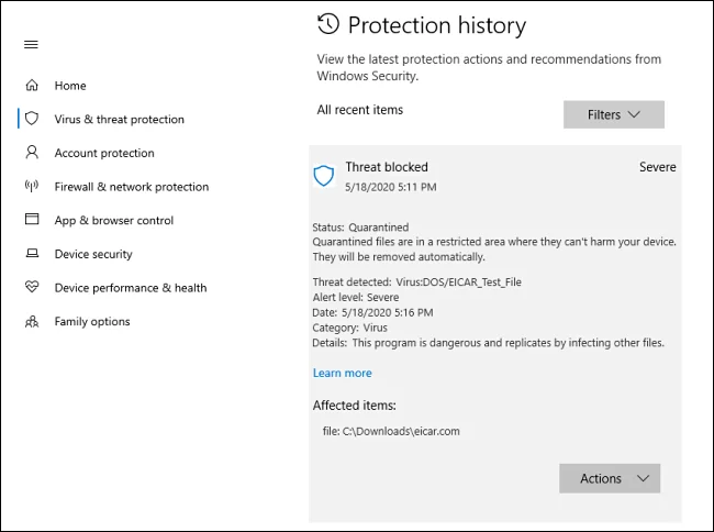 Windows Defender'ın bilgisayarınızda hangi kötü amaçlı yazılımları bulduğunu nasıl görebilirsiniz?
