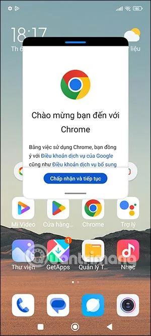 Sélection de l'application en fenêtre flottante