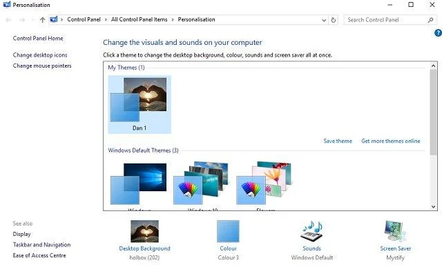 Cambio tema in Windows 10