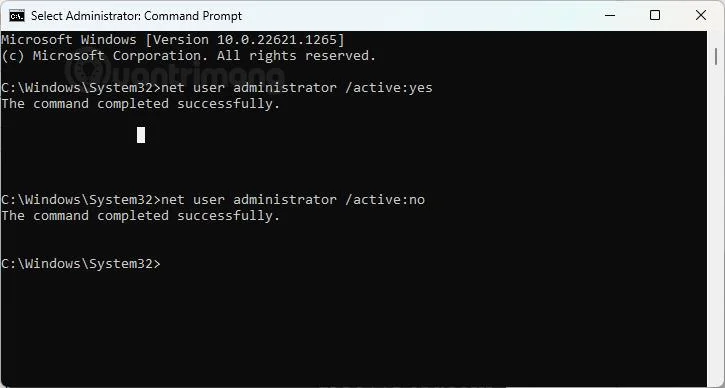 組み込みの Windows 管理者アカウントを有効または無効にする