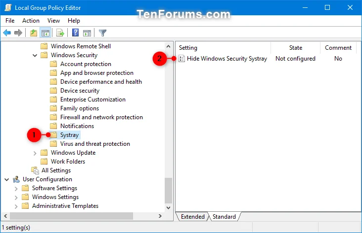 Bagaimana untuk menyembunyikan atau menunjukkan ikon Keselamatan Windows pada Bar Tugas Windows 10