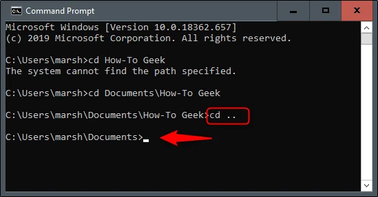 Bagaimana untuk menukar folder dalam Command Prompt pada Windows 10