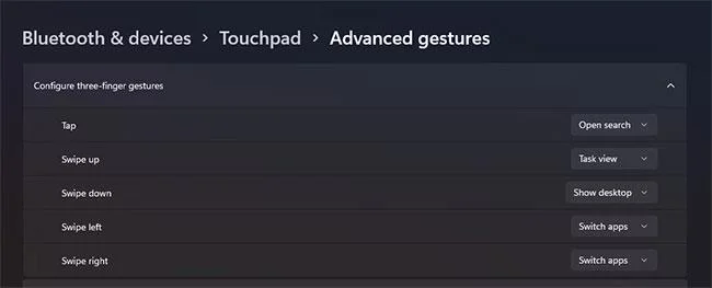 Основные инструкции по жестам сенсорной панели в Windows 11