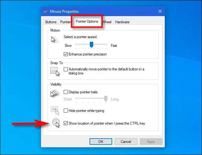 วิธีค้นหาตำแหน่งเคอร์เซอร์ของเมาส์อย่างรวดเร็วบน Windows 10