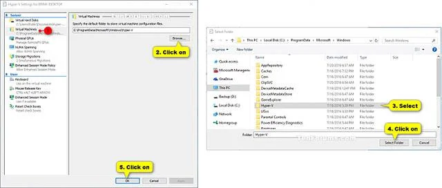 Bagaimana untuk menukar direktori lalai untuk menyimpan mesin maya Hyper-V dalam Windows 10