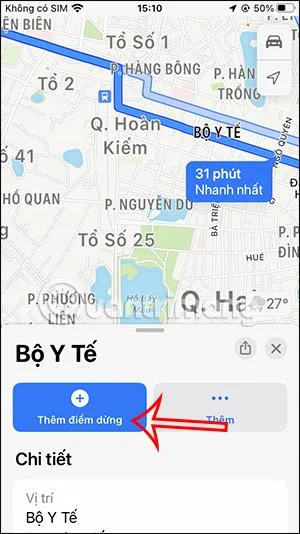 Arahan untuk menambah perhentian pada Peta Apple