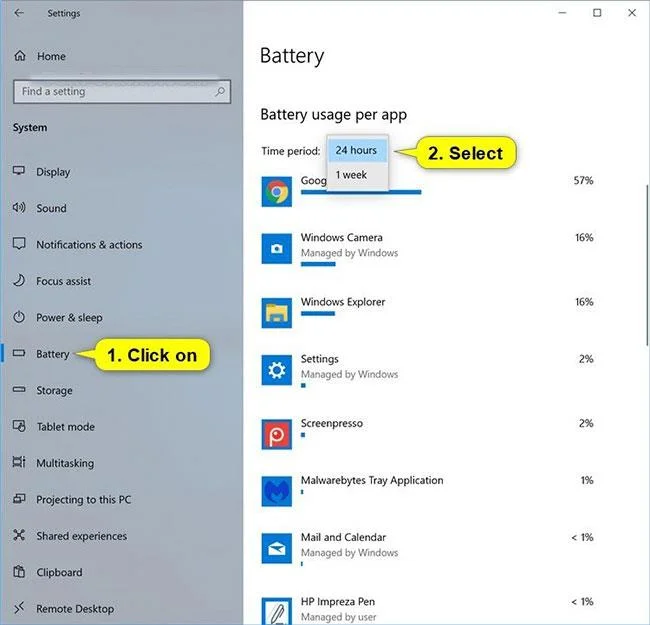 Windows 10'da uygulama başına pil kullanımı nasıl yönetilir?