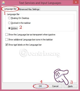 Bagaimana untuk mematikan bar Bahasa pada Bar Tugas Windows 8
