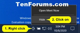 Windows 10da Görev Çubuğuna Şimdi Toplantı Yap simgesi nasıl eklenir/kaldırılır