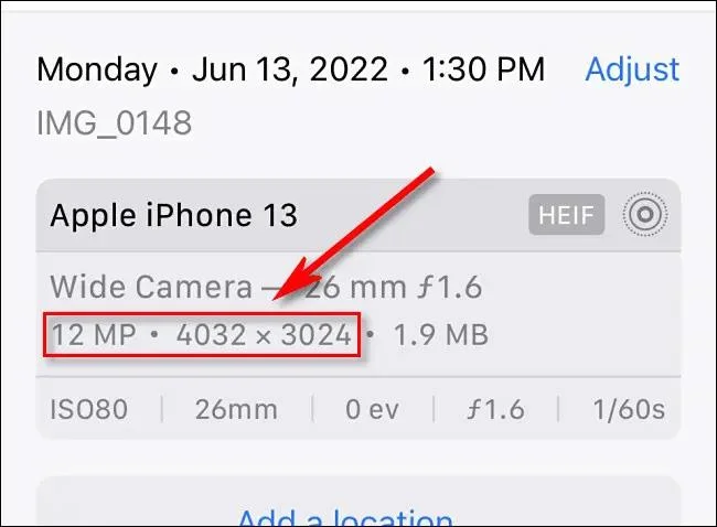 iPhoneで画像のサイズ（解像度）を確認する方法