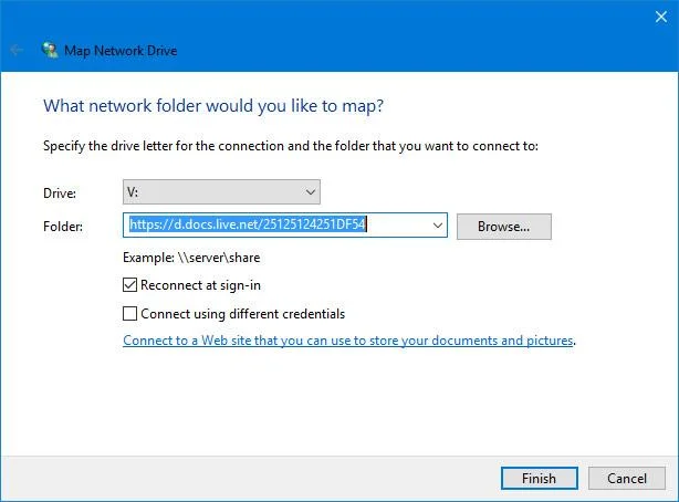 Windows 10'da OneDrive'ı bir ağ sürücüsü olarak eşleme