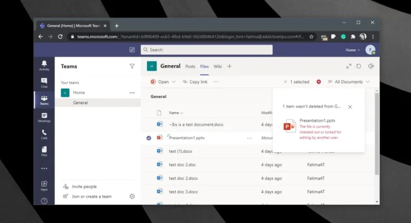 O Microsoft Teams não consegue excluir o arquivo (CORRIGIDO)