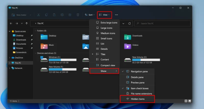 Windows 11'deki AppData Klasörü Açma