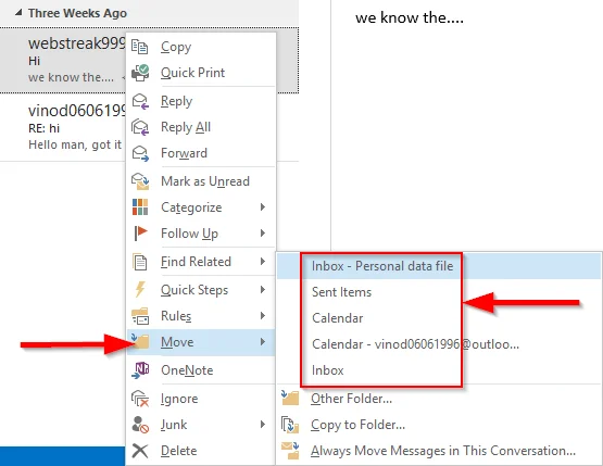 Como criar e usar pastas de dados pessoais no Outlook 2019/365/2016?