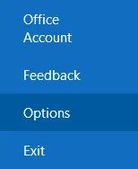 Opções do Outlook