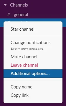 Slack'te aktif kanalı arşivleme süreci